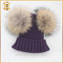 Hot Sale Knitting Pattern Raccoon Winter Pom Poms Beanie Hat